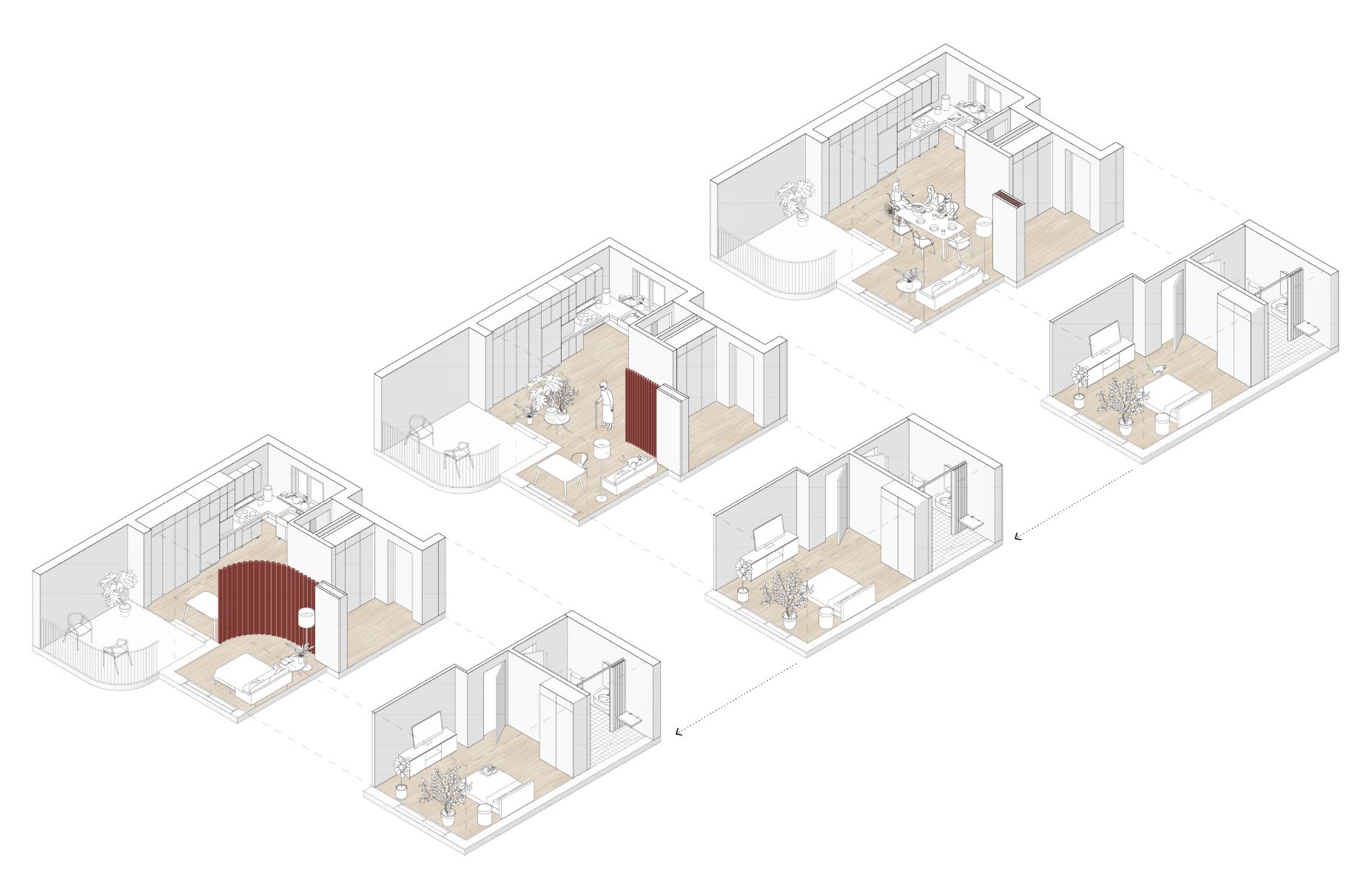 Une &agrave; deux chambres
