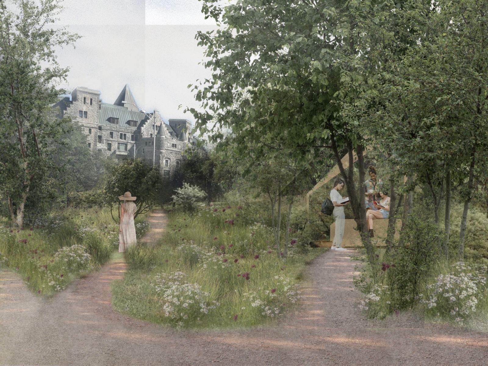 Phase 4 | L'Entre-Vue, un espace pens&eacute; pour d&eacute;gager la vue vers le patrimoine b&acirc;ti