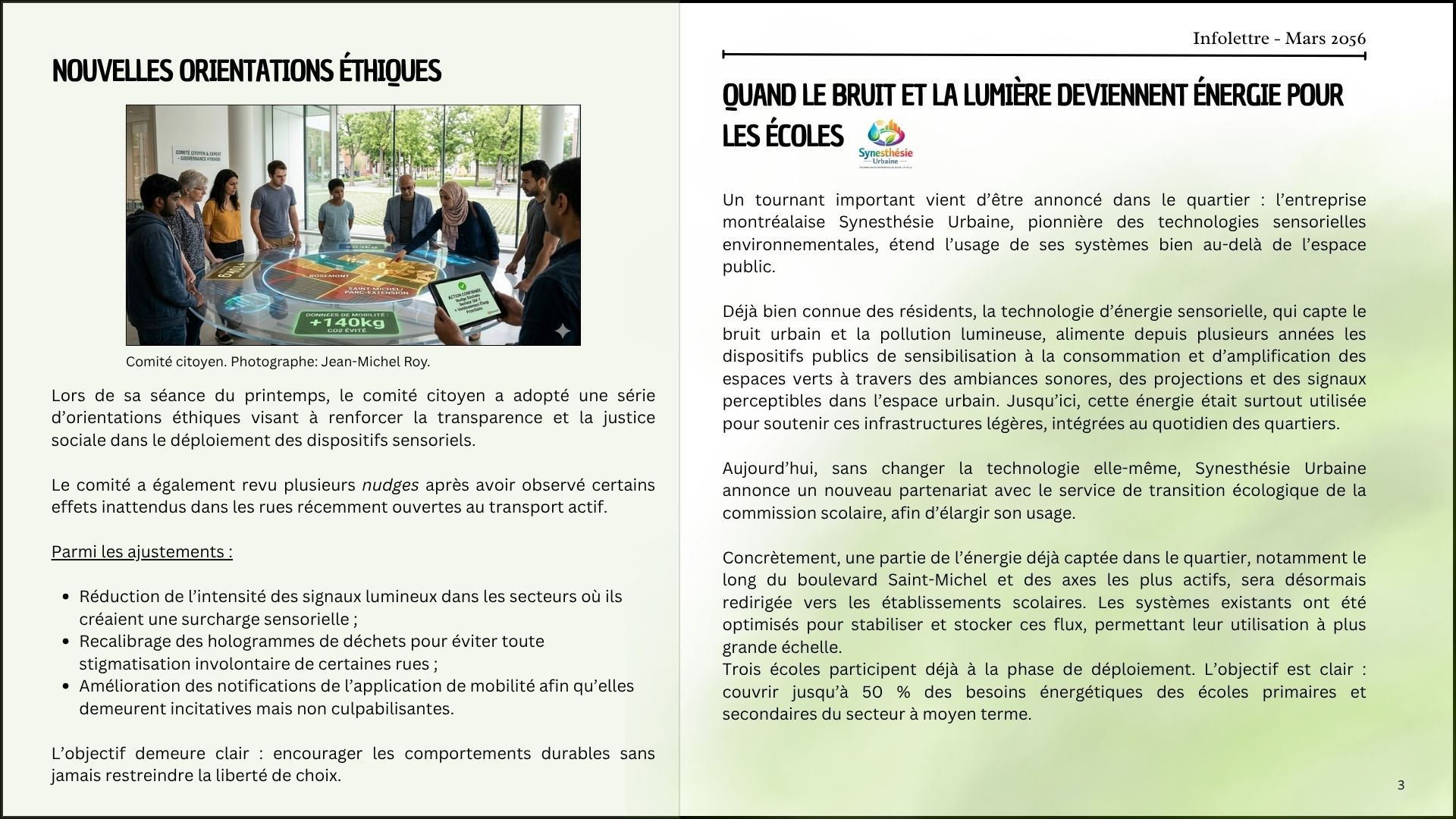 Page 3 de l'Infolettre, mars 2056