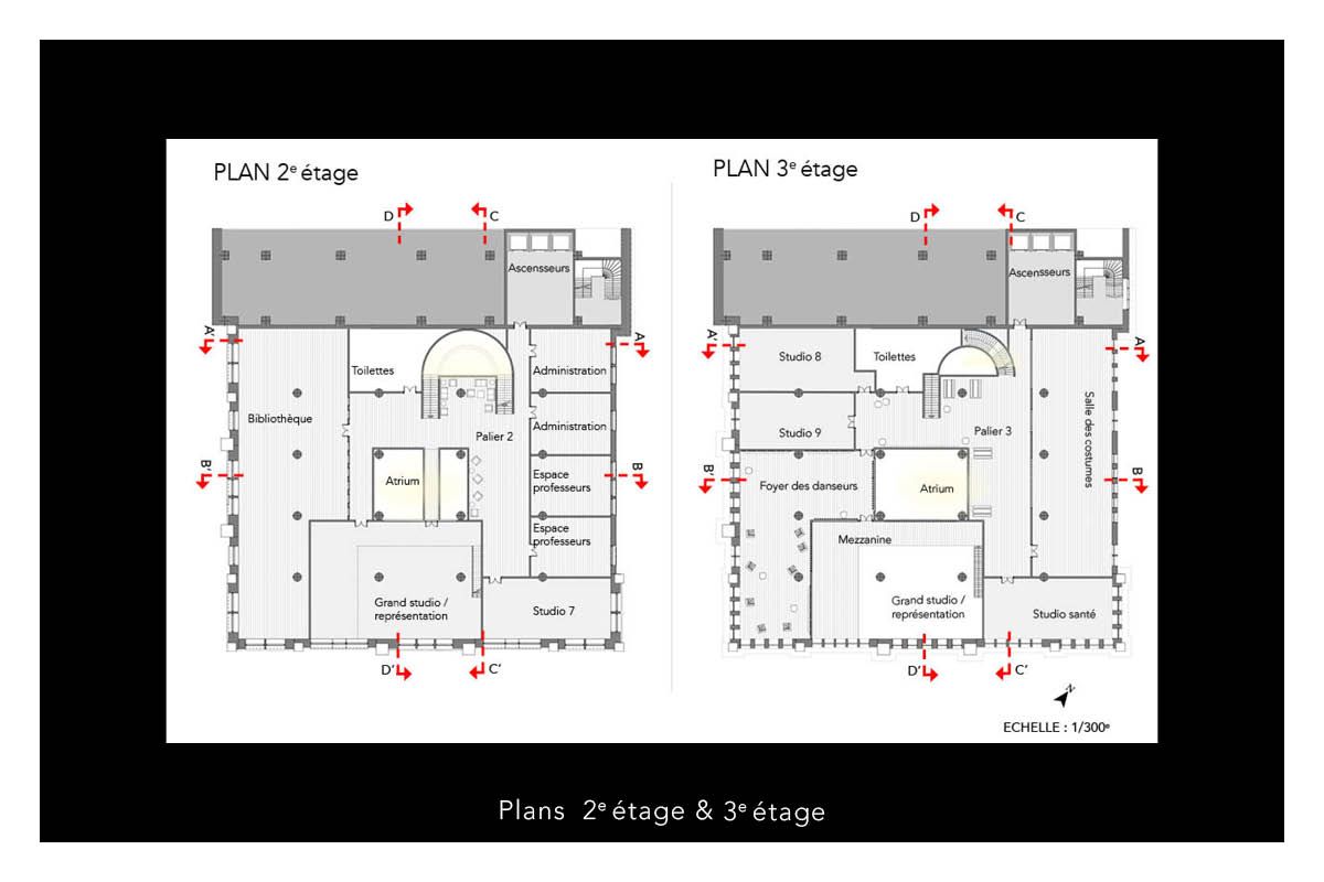 Plans Salle de spectacle et Foyer des danseurs