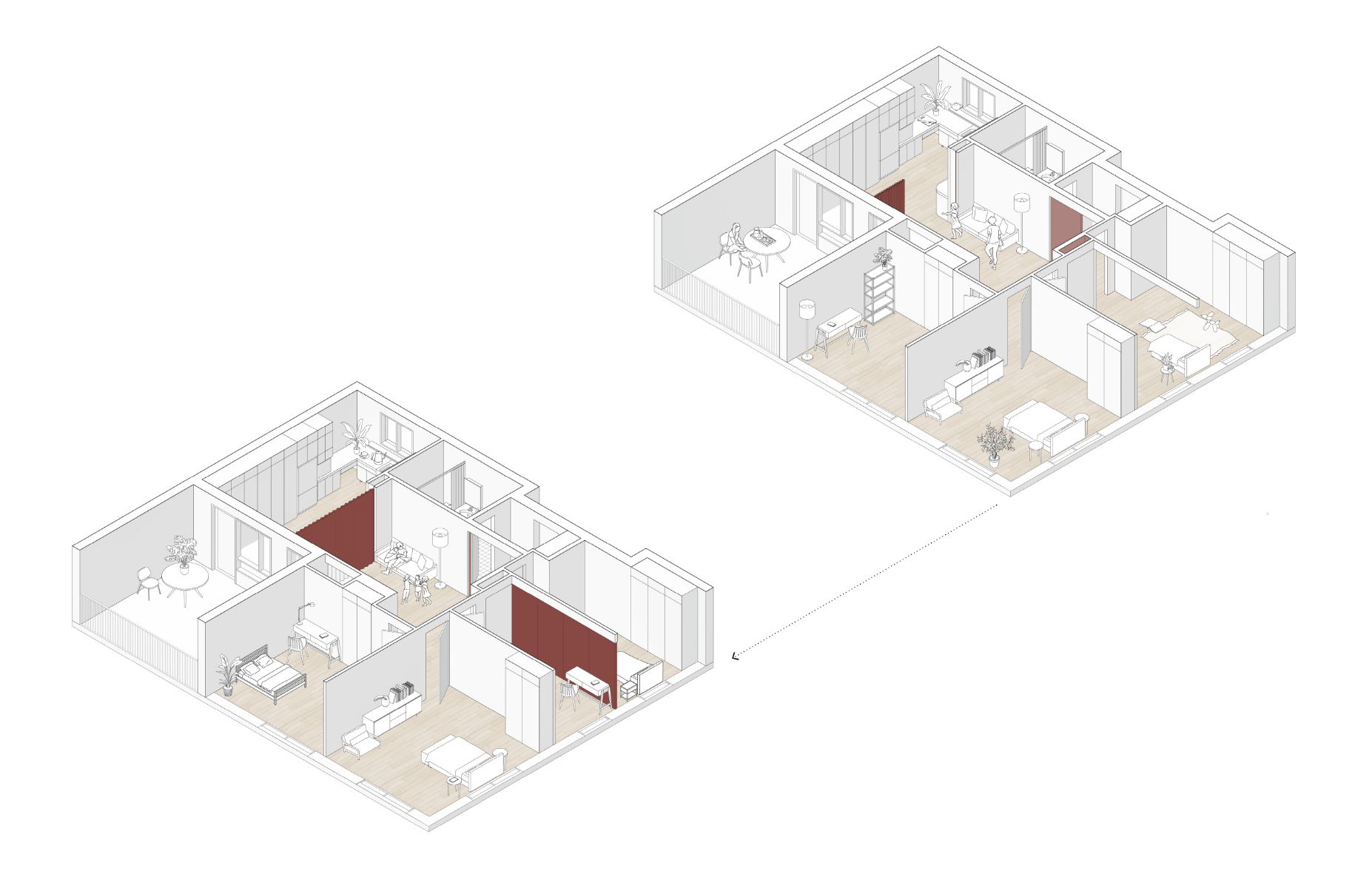 Trois &agrave; quatre chambres