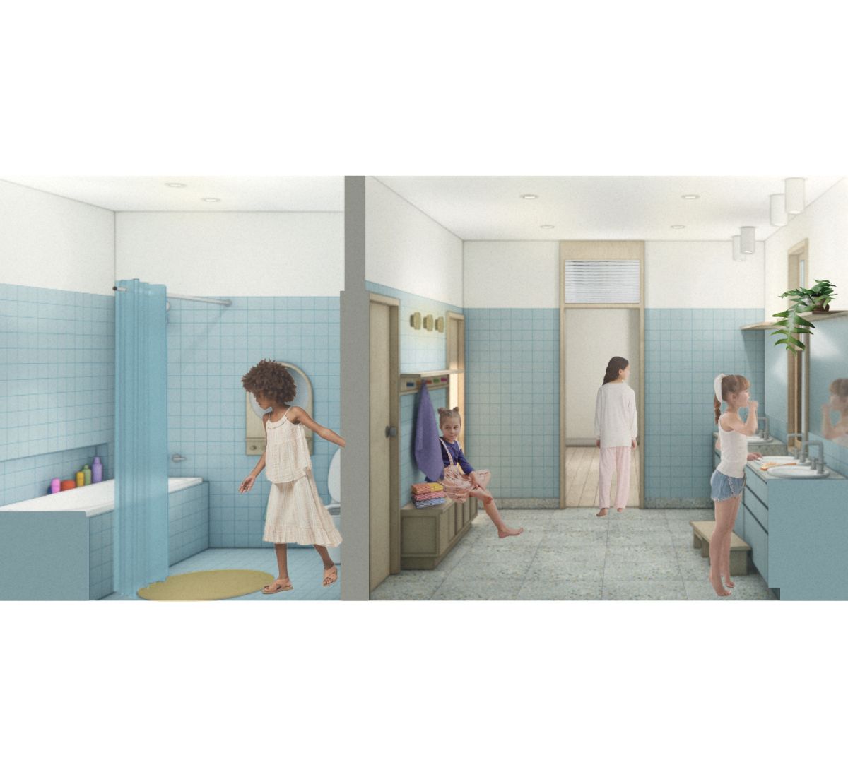 Espace de pr&eacute;paration commun, adapt&eacute; aux routines quotidiennes