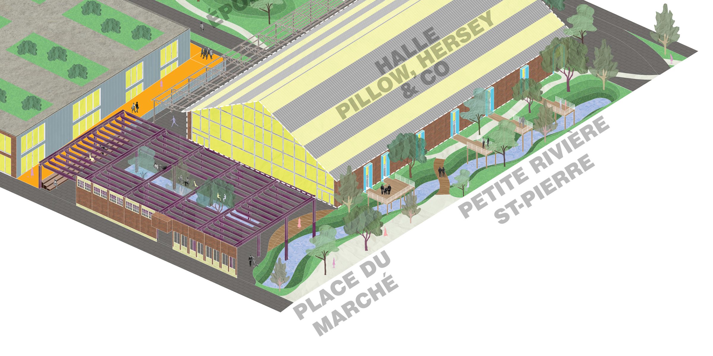 Place du march&eacute; et r&eacute;surgence de la petite rivi&egrave;re Saint-Pierre