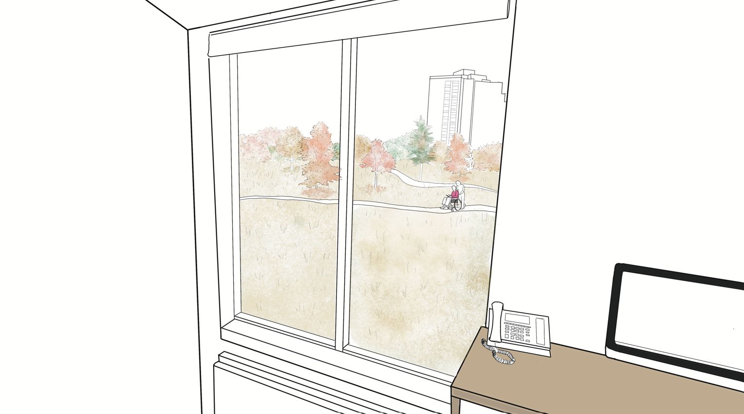 Vue d'un patient depuis l'int&eacute;rieur de la polyclinique