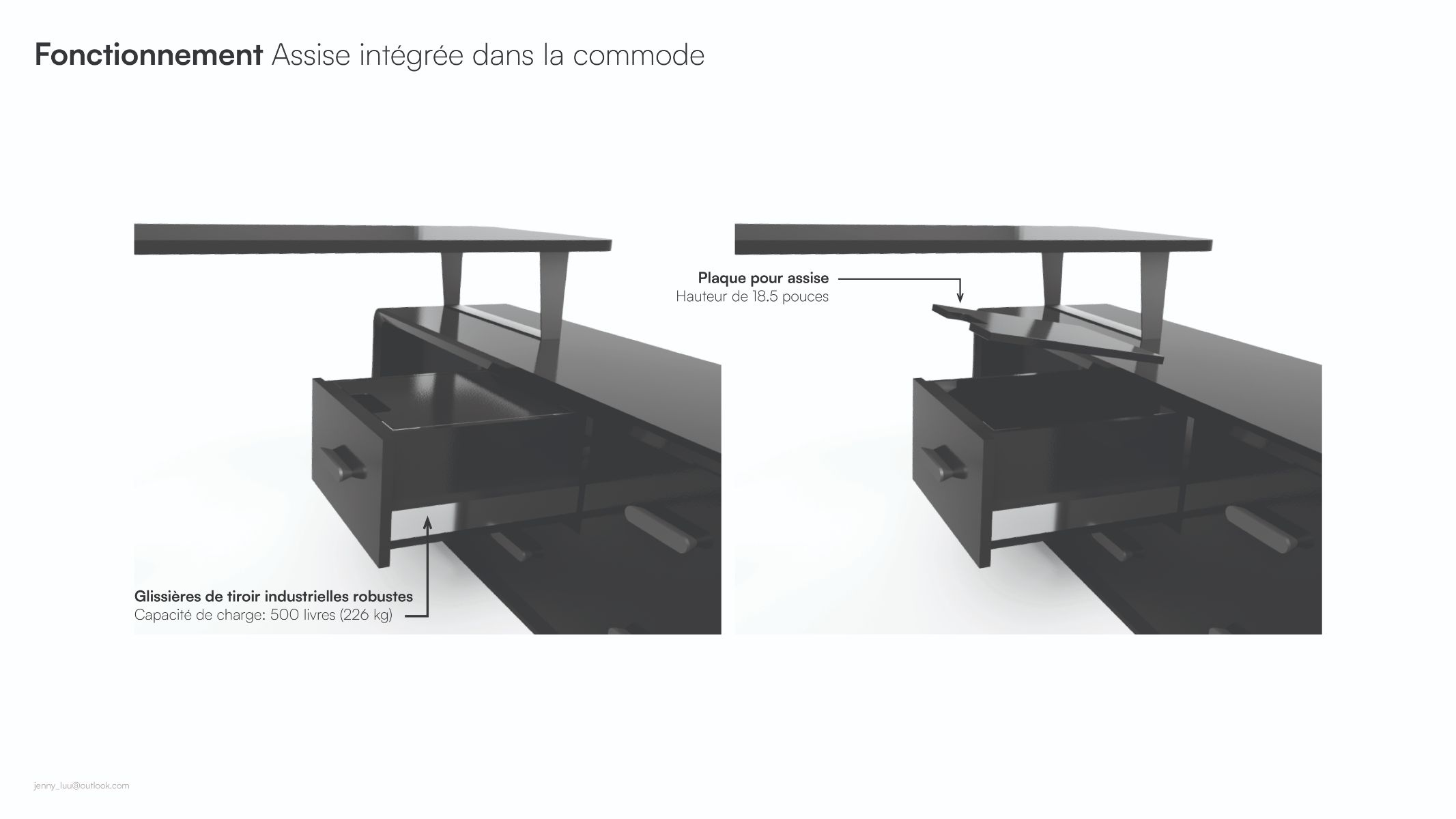 Tiroir transformable en assise pour un gain d&rsquo;espace optimal sans meuble suppl&eacute;mentaire