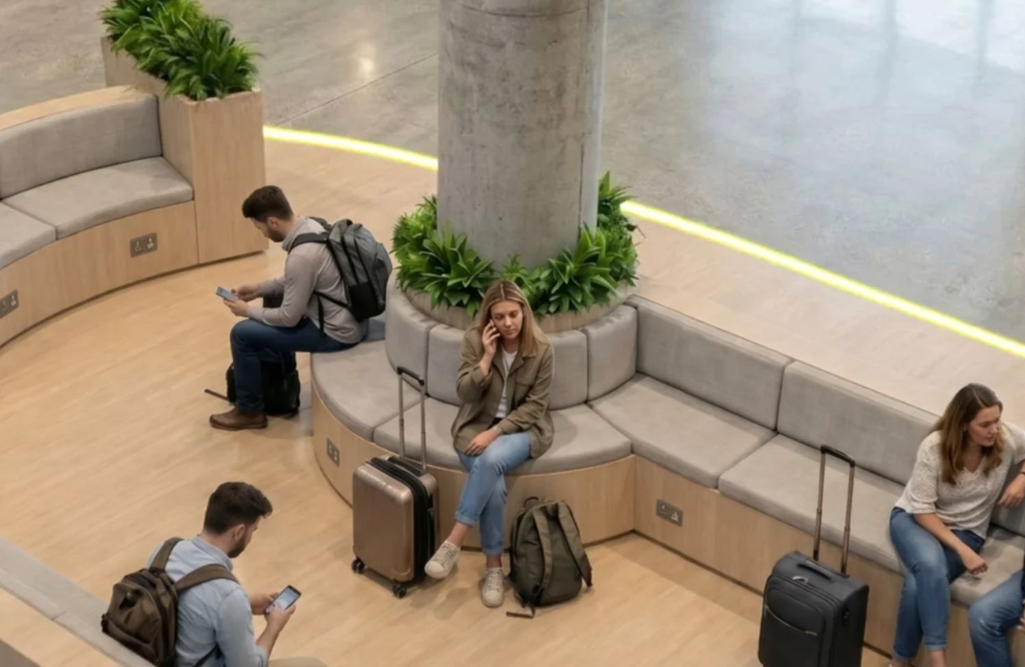Des places assises avec prises int&eacute;gr&eacute;es