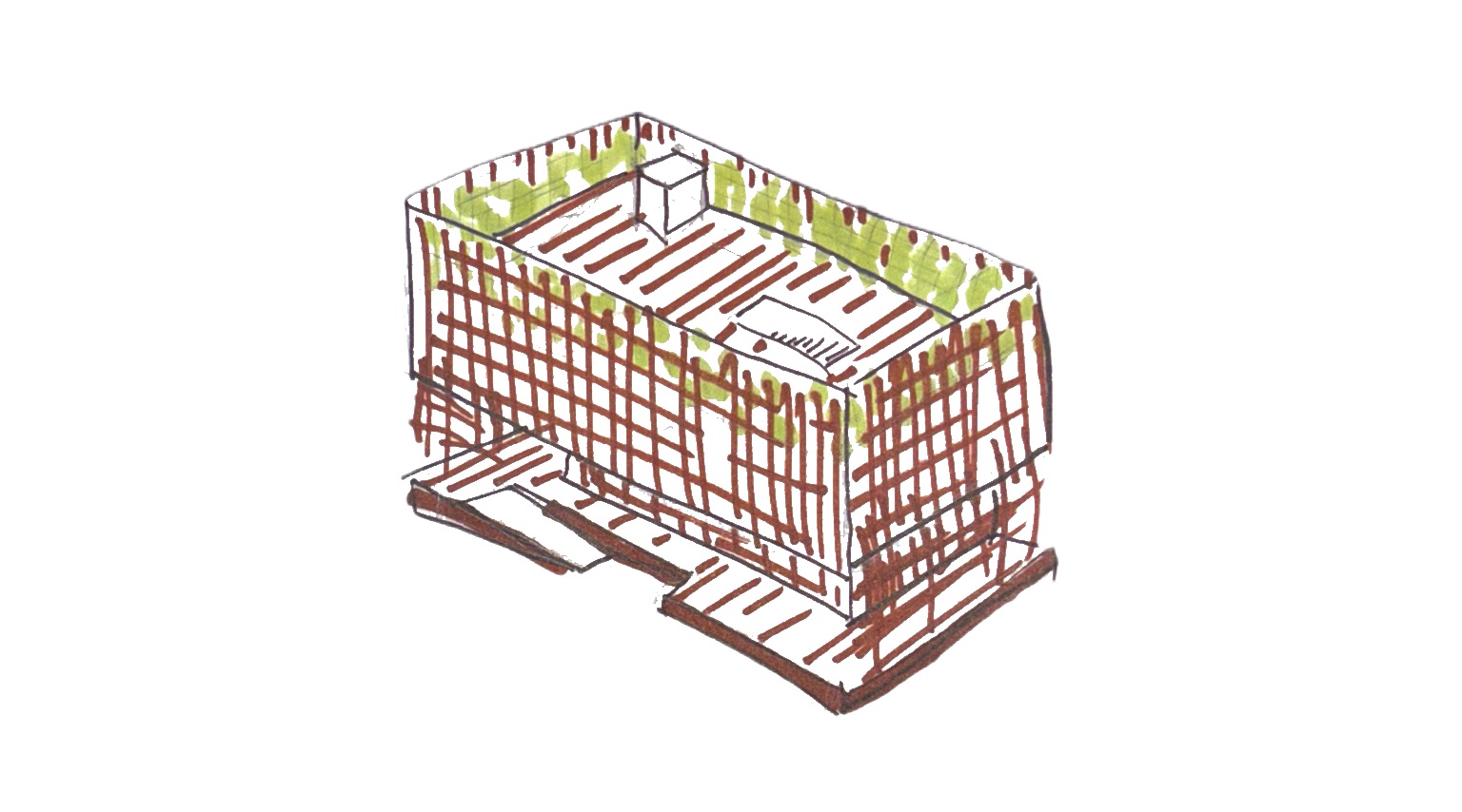 Croquis du pavillon de bois