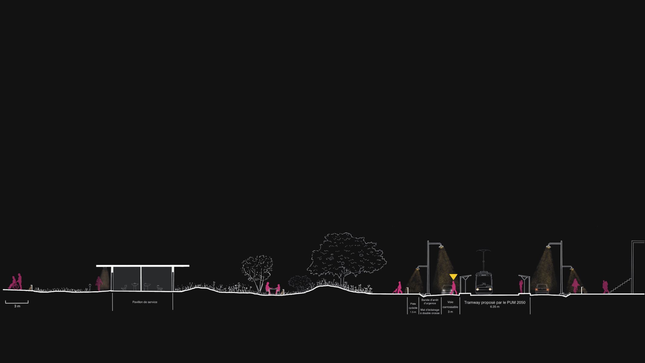 Arriv&eacute;e d'un employ&eacute; en tram &agrave; 23 h &ndash; boulevard Rosemont