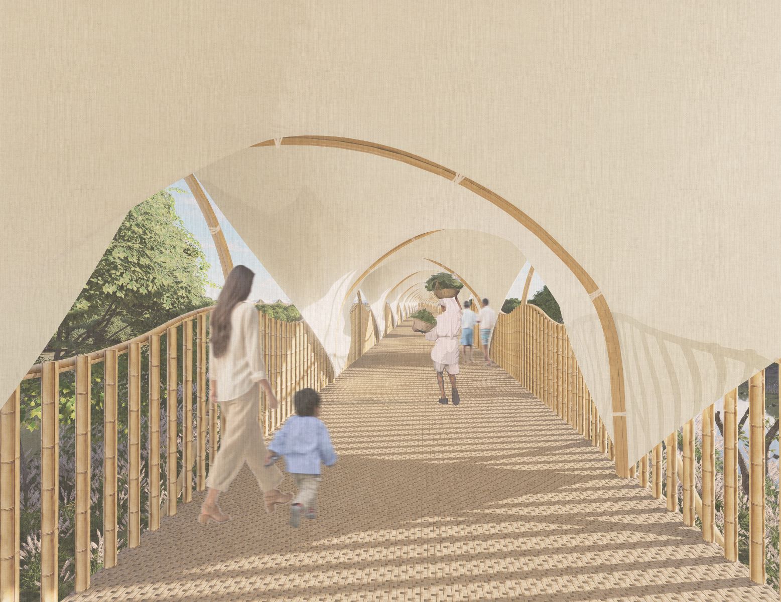 &Agrave; l'int&eacute;rieur d'une passerelle
