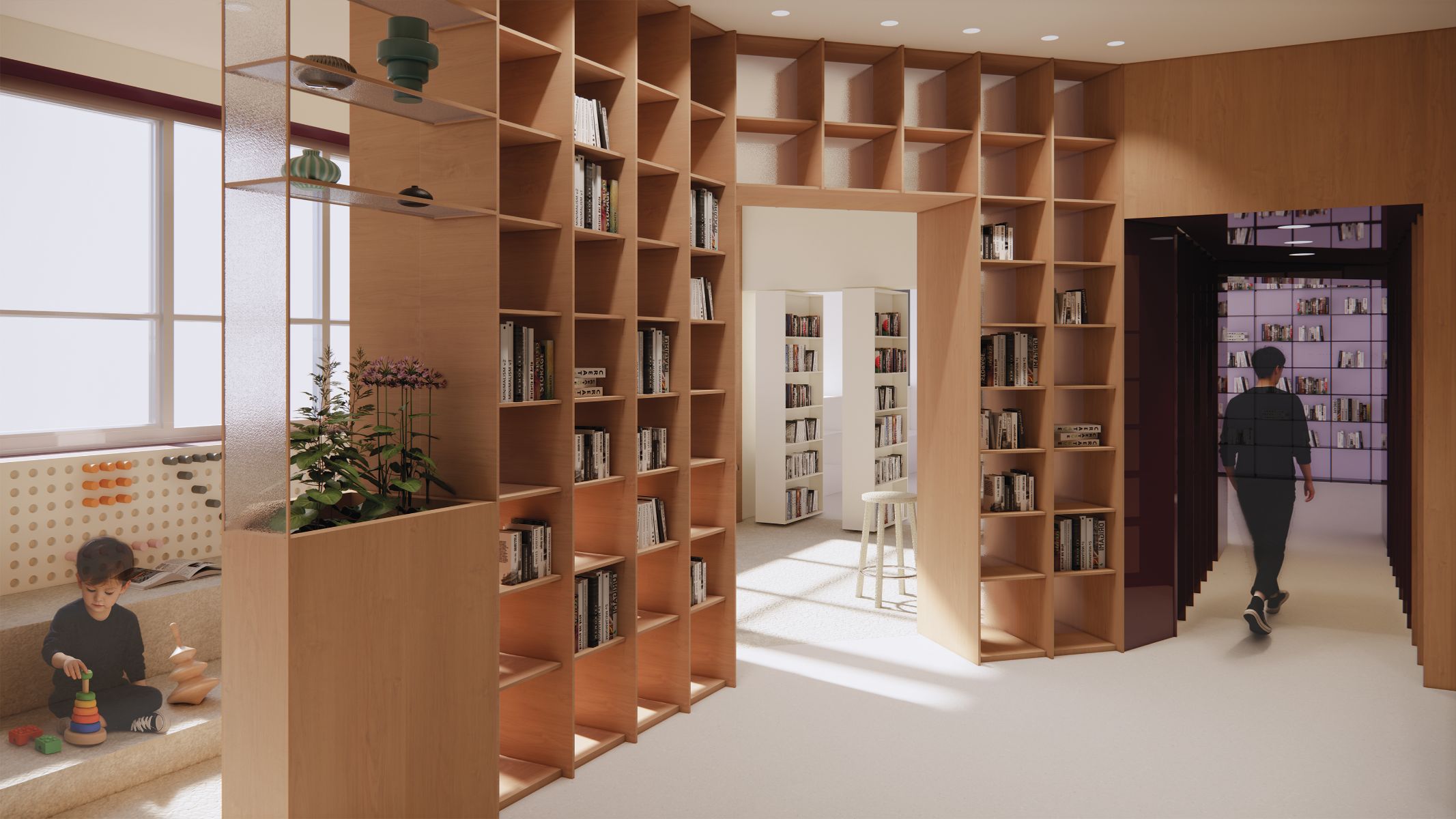 Biblioth&egrave;que collective ouvrant sur la biblioth&egrave;que introspective