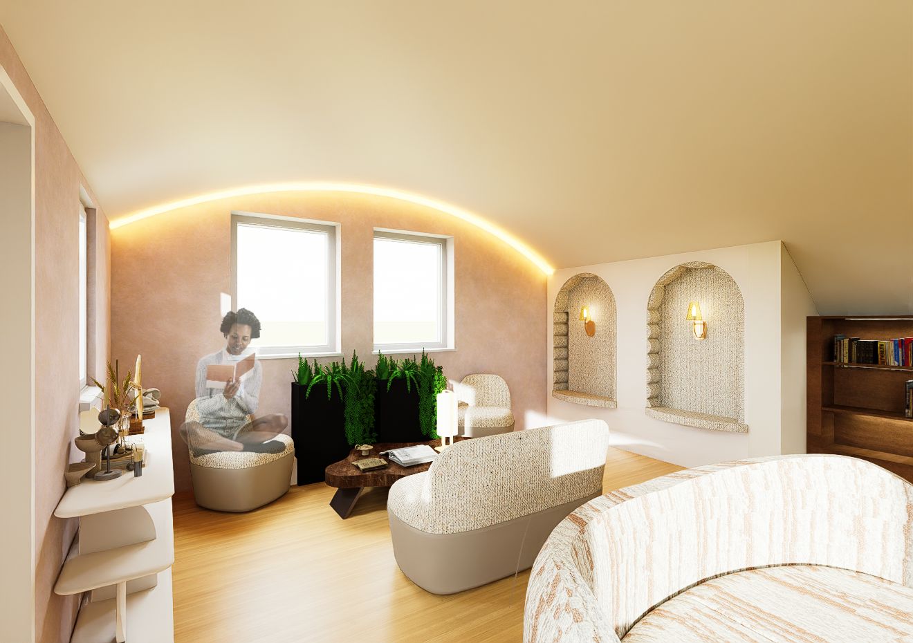 Perspective de l'espace salon