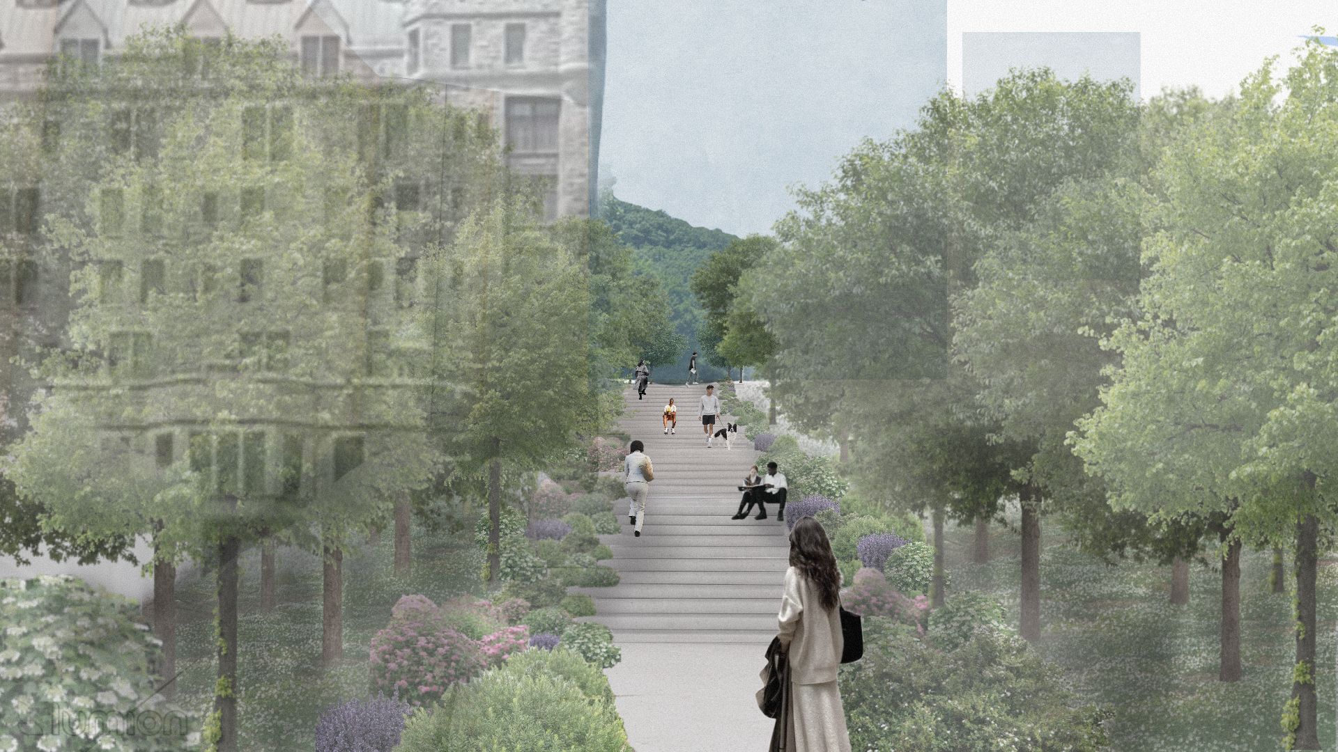 Phase 2 | Am&eacute;nagement d'un escalier comme entr&eacute;e centrale via la rue University