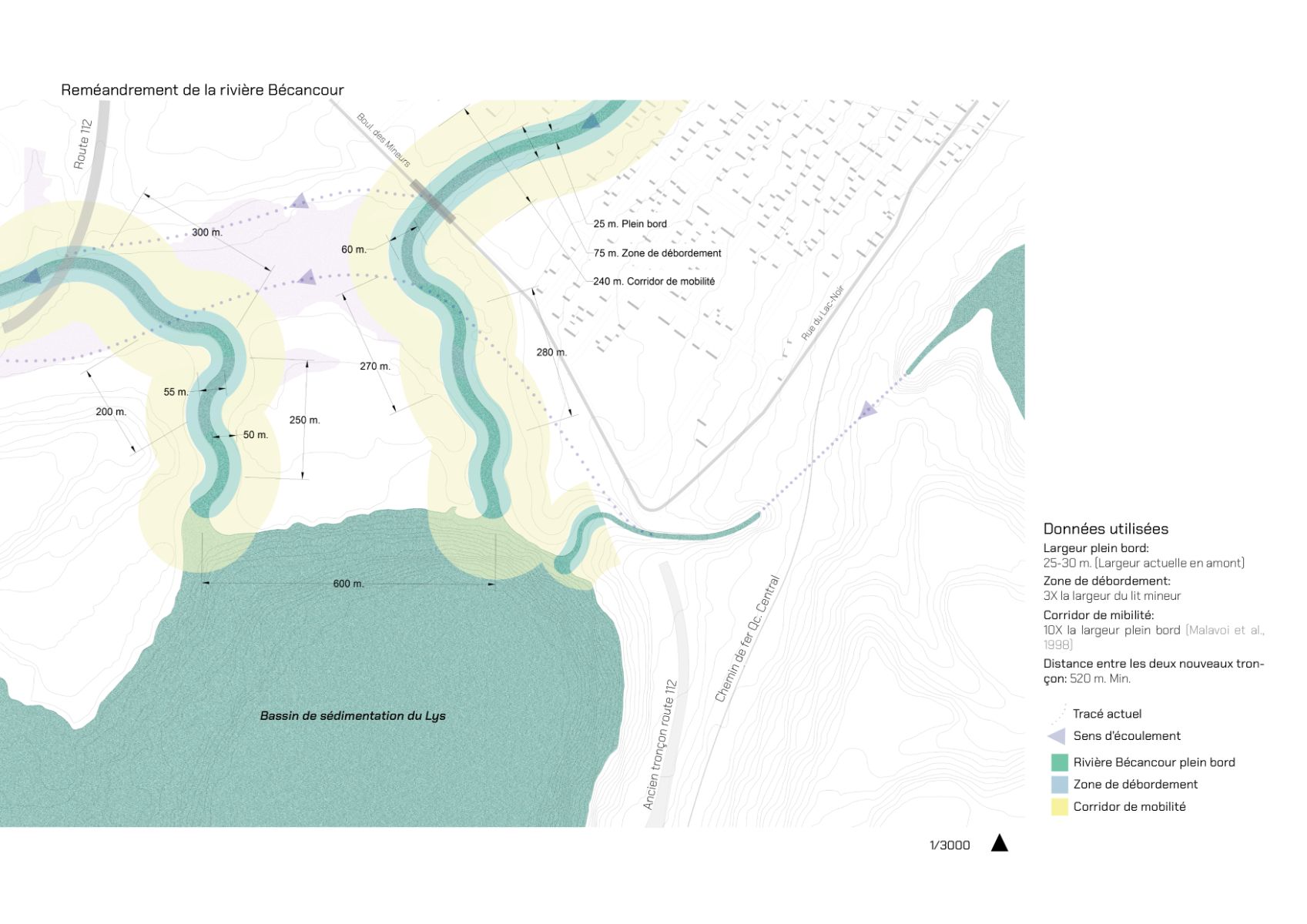 Hydrologie sugg&eacute;r&eacute;e selon la d&eacute;viation de la rivi&egrave;re B&eacute;cancour propos&eacute;e par AVIZO & GROBEC (2024)