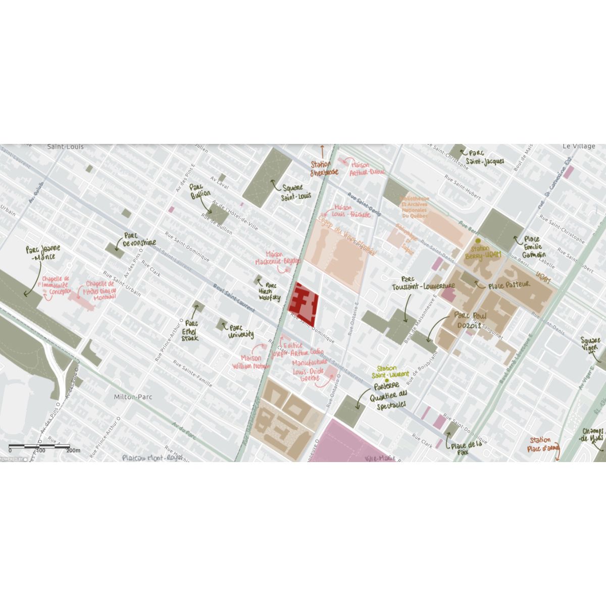 Plan de l'analyse de site du Monast&egrave;re Bon Pasteur &ndash; Mise en avant du patrimoine et des espaces publics