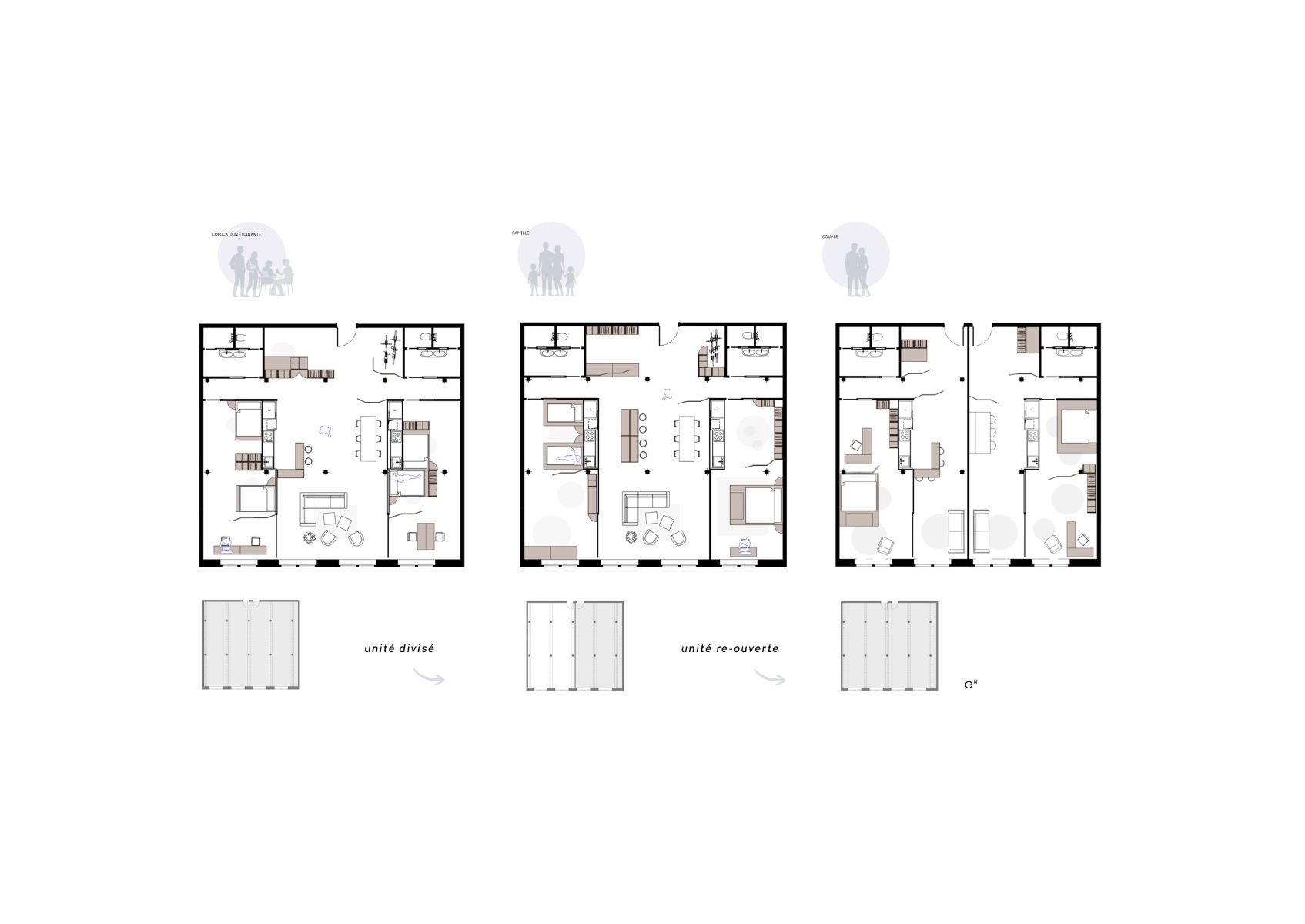 un exemple de configuration possible du syst&egrave;me dans l'unit&eacute; d'habitation ...