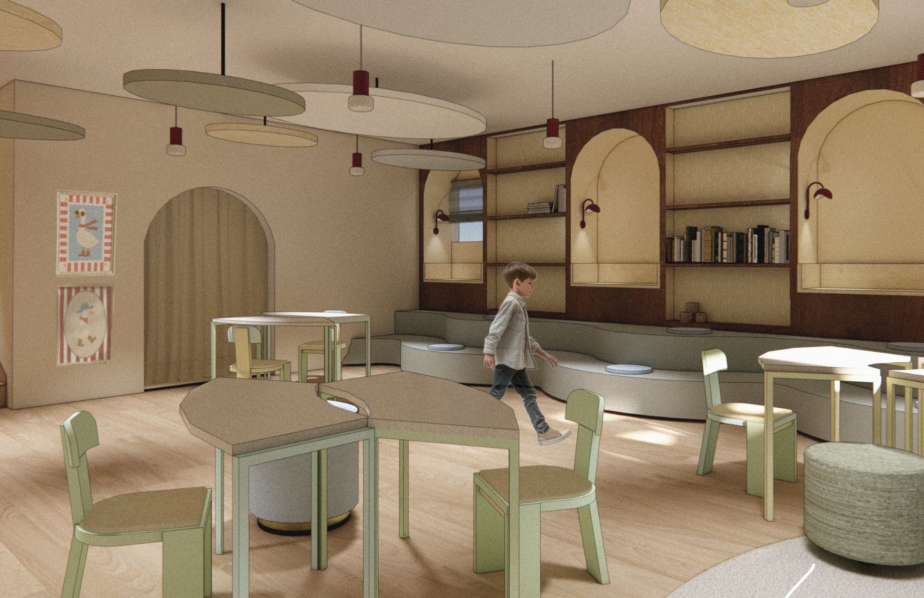 Salle d'activit&eacute; - Biblioth&egrave;que au sous-sol