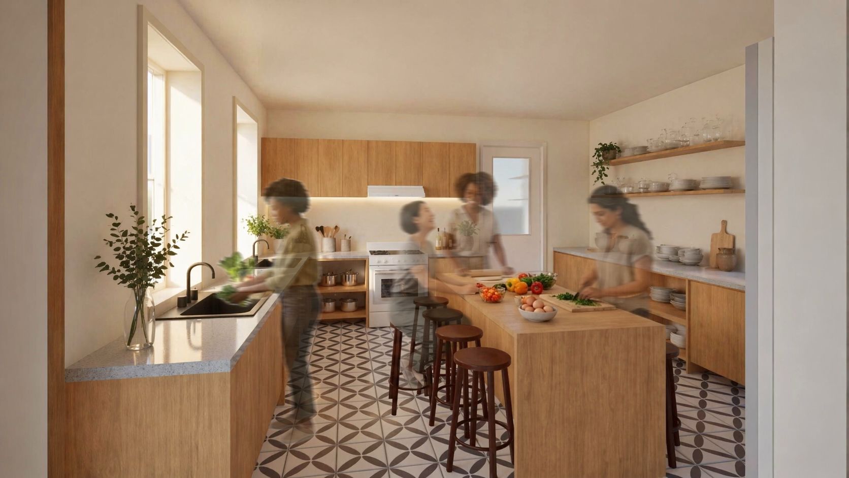 Atelier de cuisine. Lieu de partage culinaire et culturel d&eacute;di&eacute; aux r&eacute;sidentes.