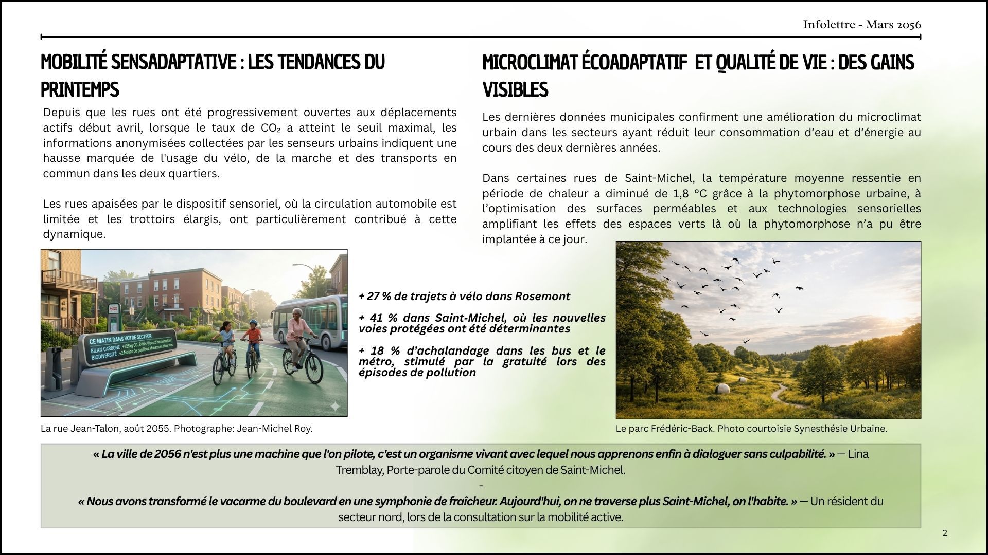 Page 2 de l'Infolettre, mars 2056