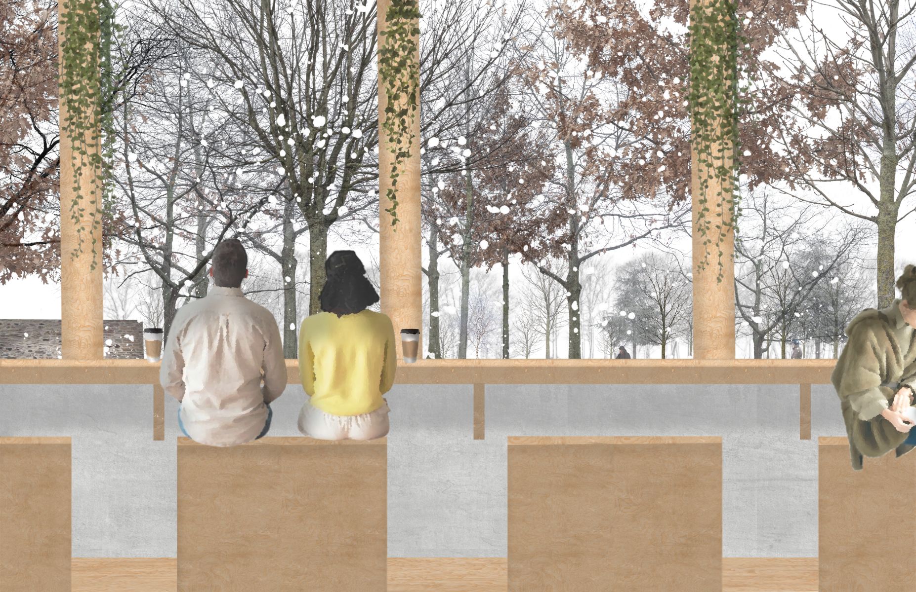 Jardin d&rsquo;hiver : point de contemplation du paysage hivernal depuis la serre